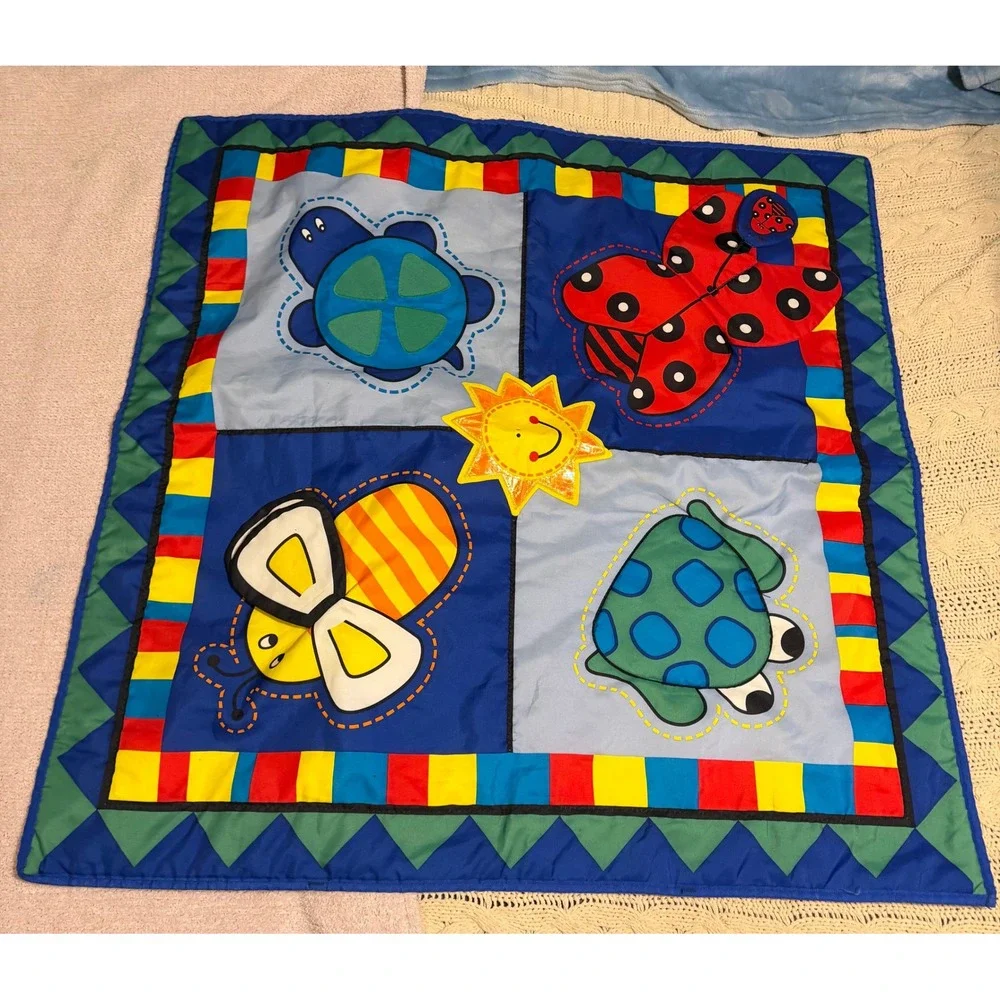 VTG Multi-Color Animal Playard Sheet Turtle Ladybug Bee Sun Baby Play Mat Cover